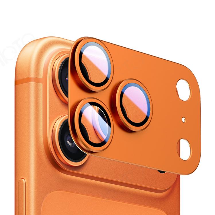 Full coverage frosted metal lens protector for iPhone, orange