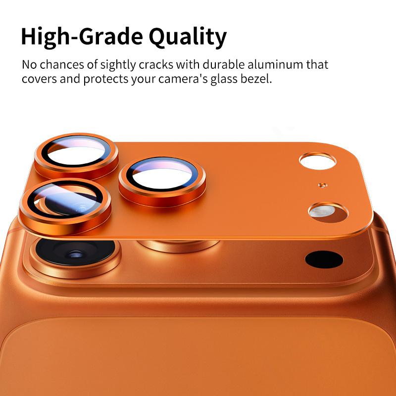 Full coverage frosted metal lens protector for iPhone