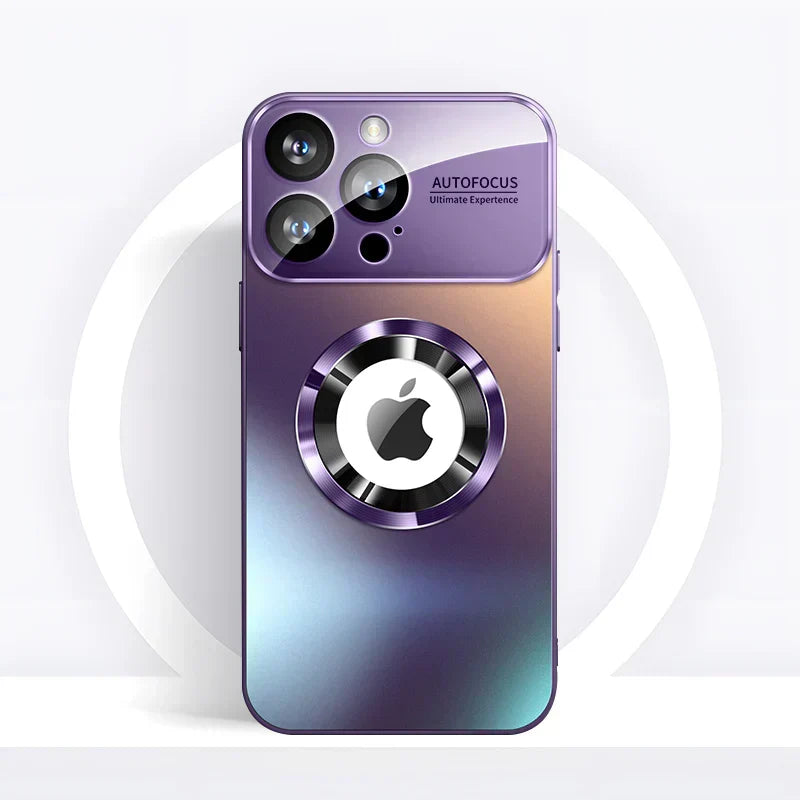 Frosted glass iPhone case with magnetic ring