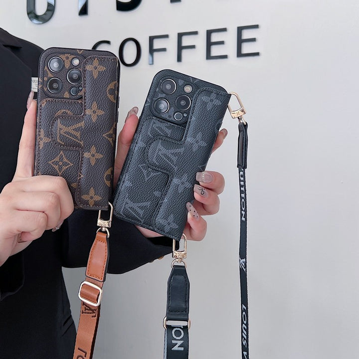 Louis Vuitton-inspired card holder crossbody iPhone case