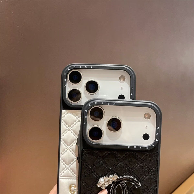 Chanel-inspired quilted iPhone case with contrast camera surround