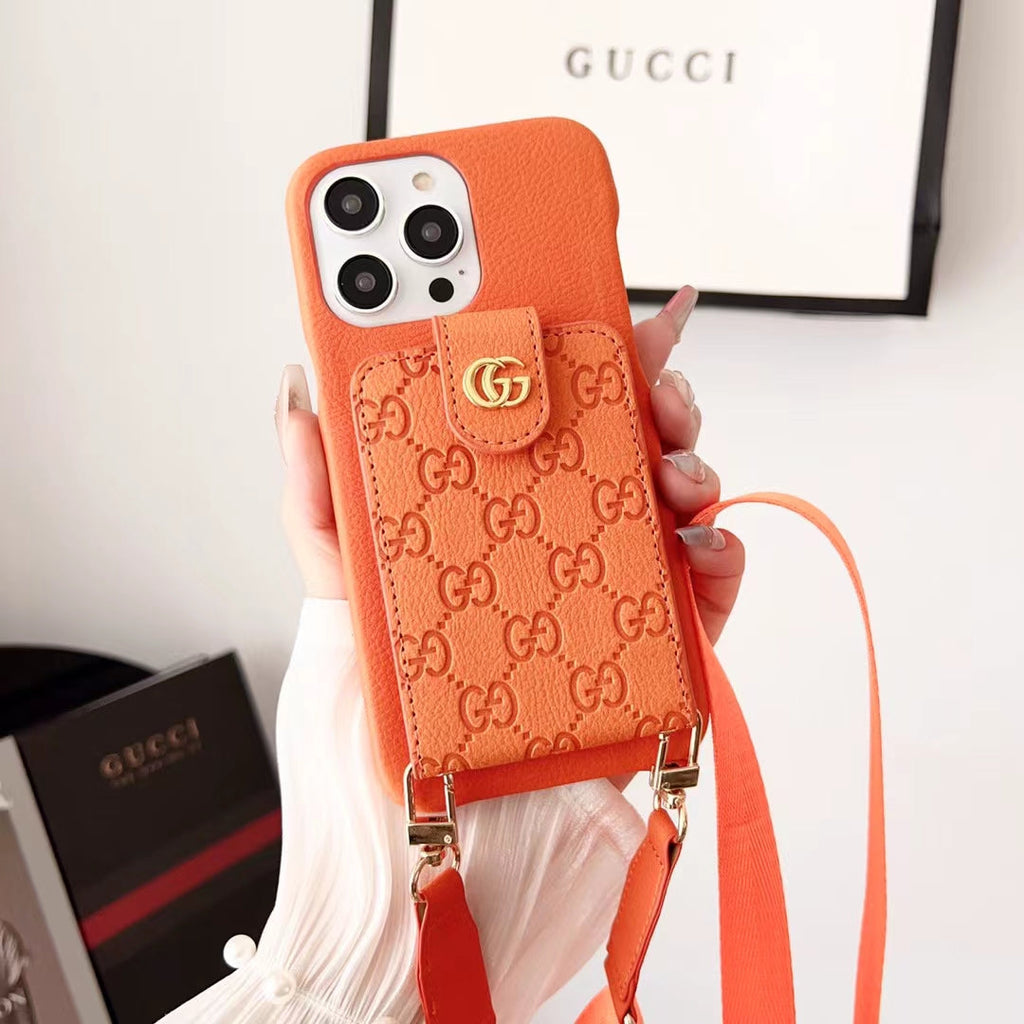 Gucci-inspired monogram crossbody phone case with card pocket