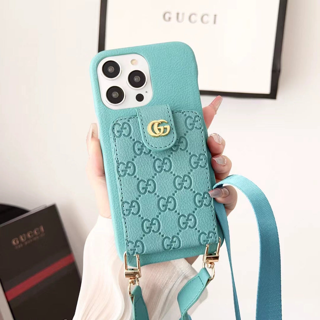 Gucci-inspired monogram crossbody phone case with card pocket