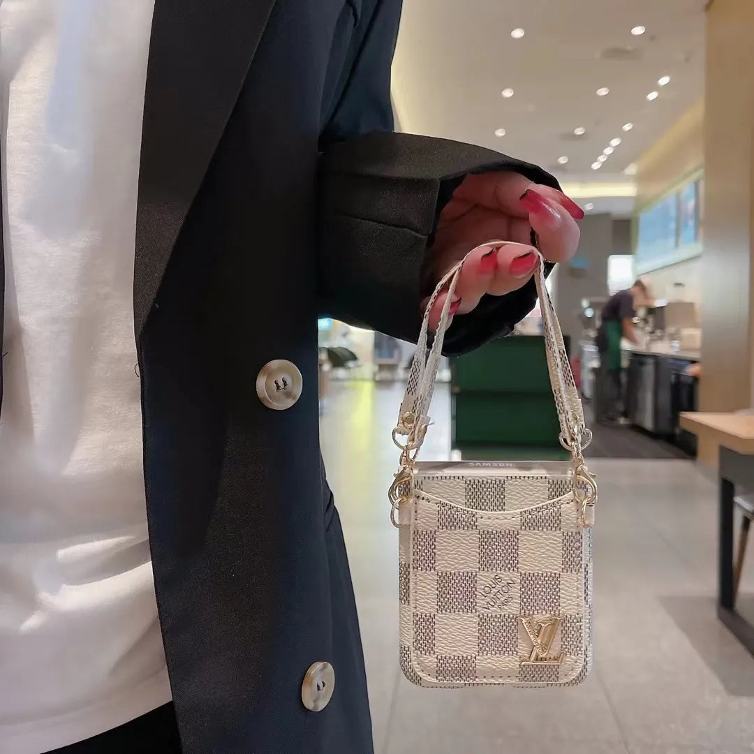 Louis Vuitton-inspired Galaxy z flip 4 case with monogram card pocket