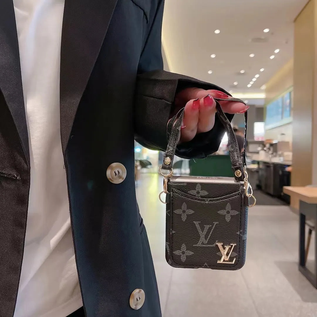 Louis Vuitton-inspired Galaxy z flip 4 case with monogram card pocket