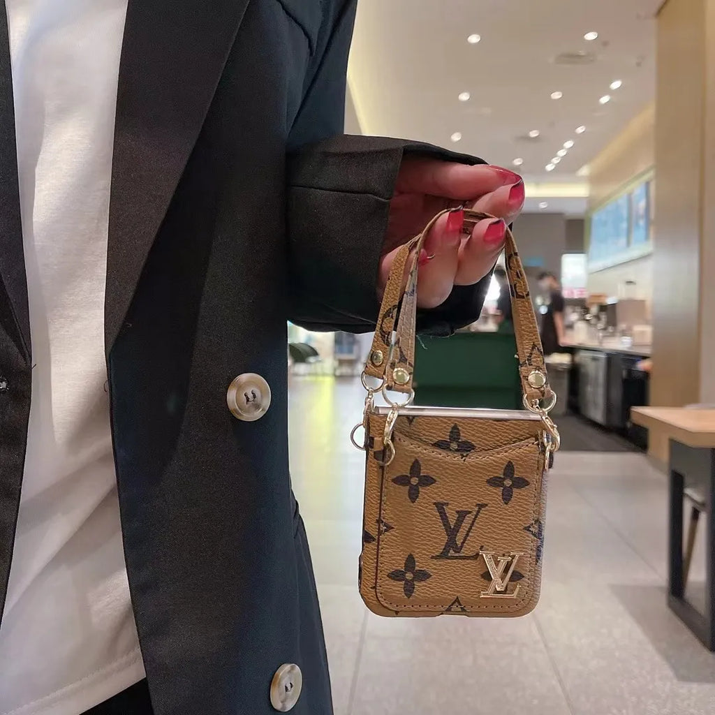 Louis Vuitton-inspired Galaxy z flip 4 case with monogram card pocket