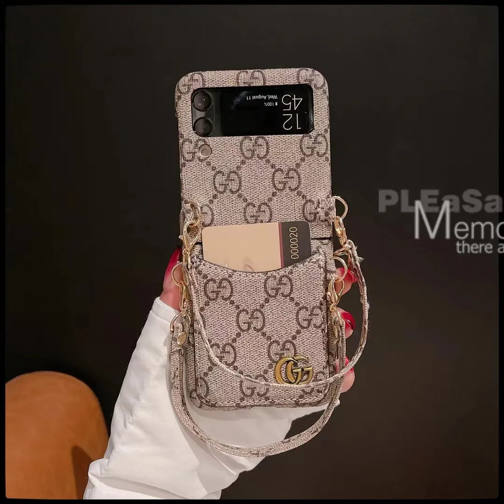 Louis Vuitton-inspired Galaxy z flip 4 case with monogram card pocket