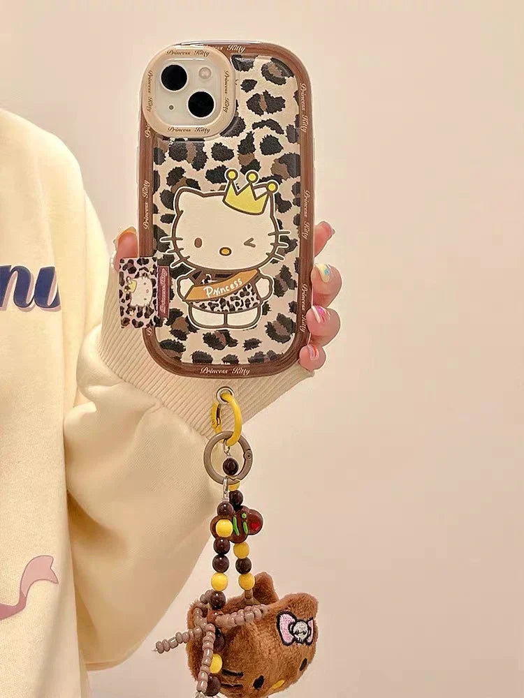 Hello Kitty-inspired character print iPhone 13 case with beaded strap