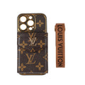 Louis Vuitton-inspired iPhone case with ID card holder and strap