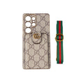Leather Samsung phone case with wallet and strap