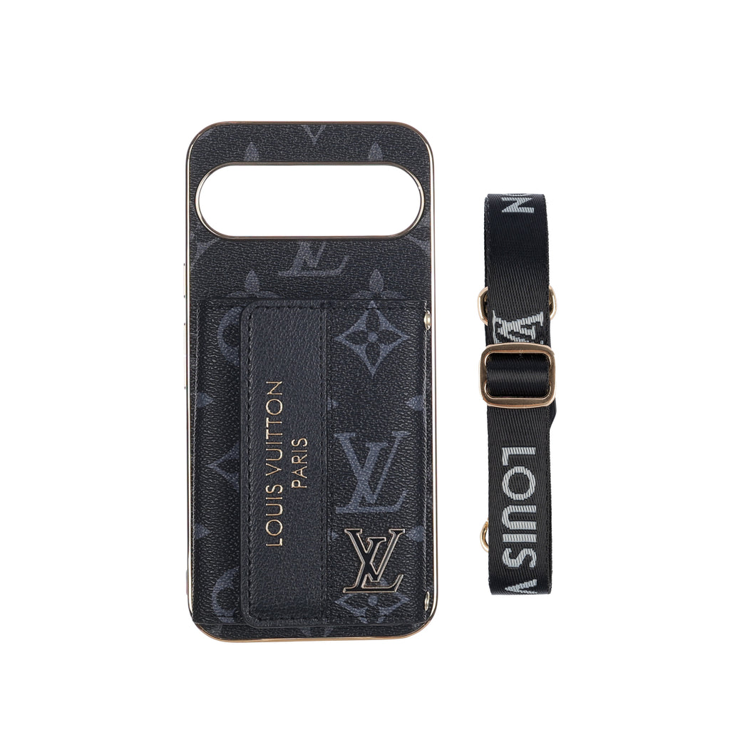 Louis Vuitton-inspired Google Pixel phone case with crossbody strap