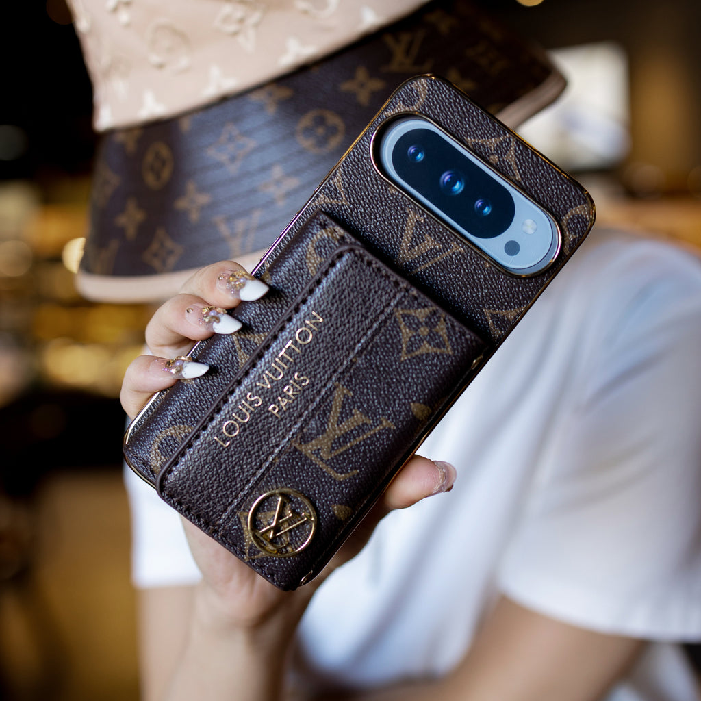 Louis Vuitton-inspired Google Pixel phone case with crossbody strap