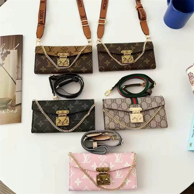 Louis Vuitton-inspired monogram phone case with strap