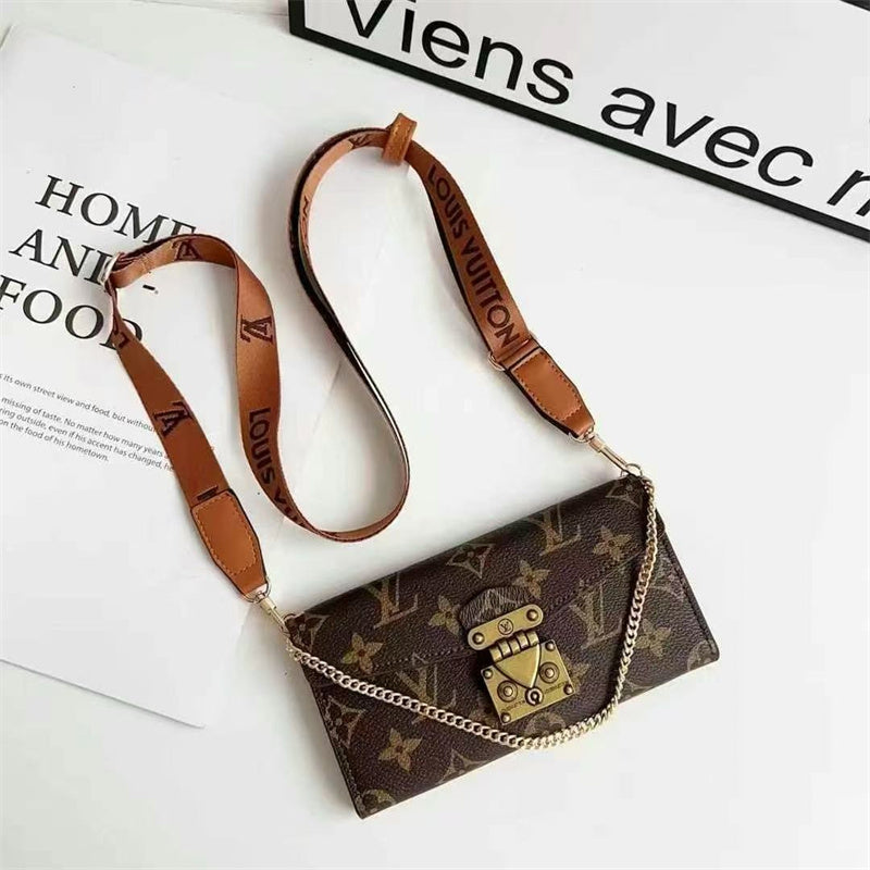 Louis Vuitton-inspired monogram phone case with strap