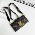 Louis Vuitton-inspired monogram phone case with strap, black