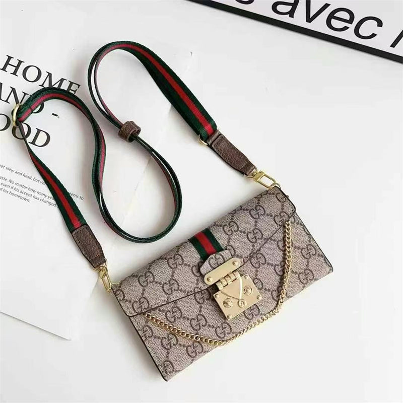 Louis Vuitton-inspired monogram phone case with strap