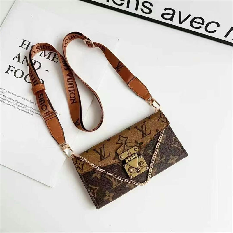 Louis Vuitton-inspired monogram phone case with strap