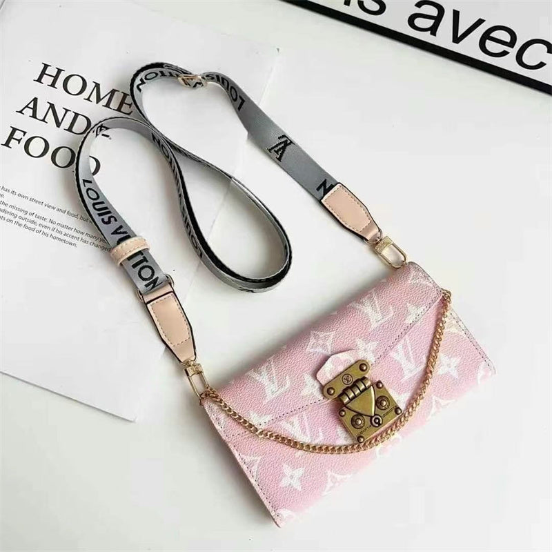 Louis Vuitton-inspired monogram phone case with strap