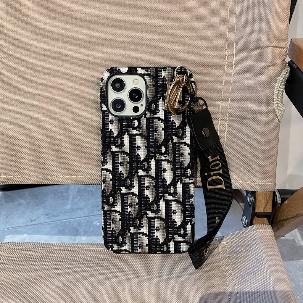 Dior-inspired lady phone case with strap