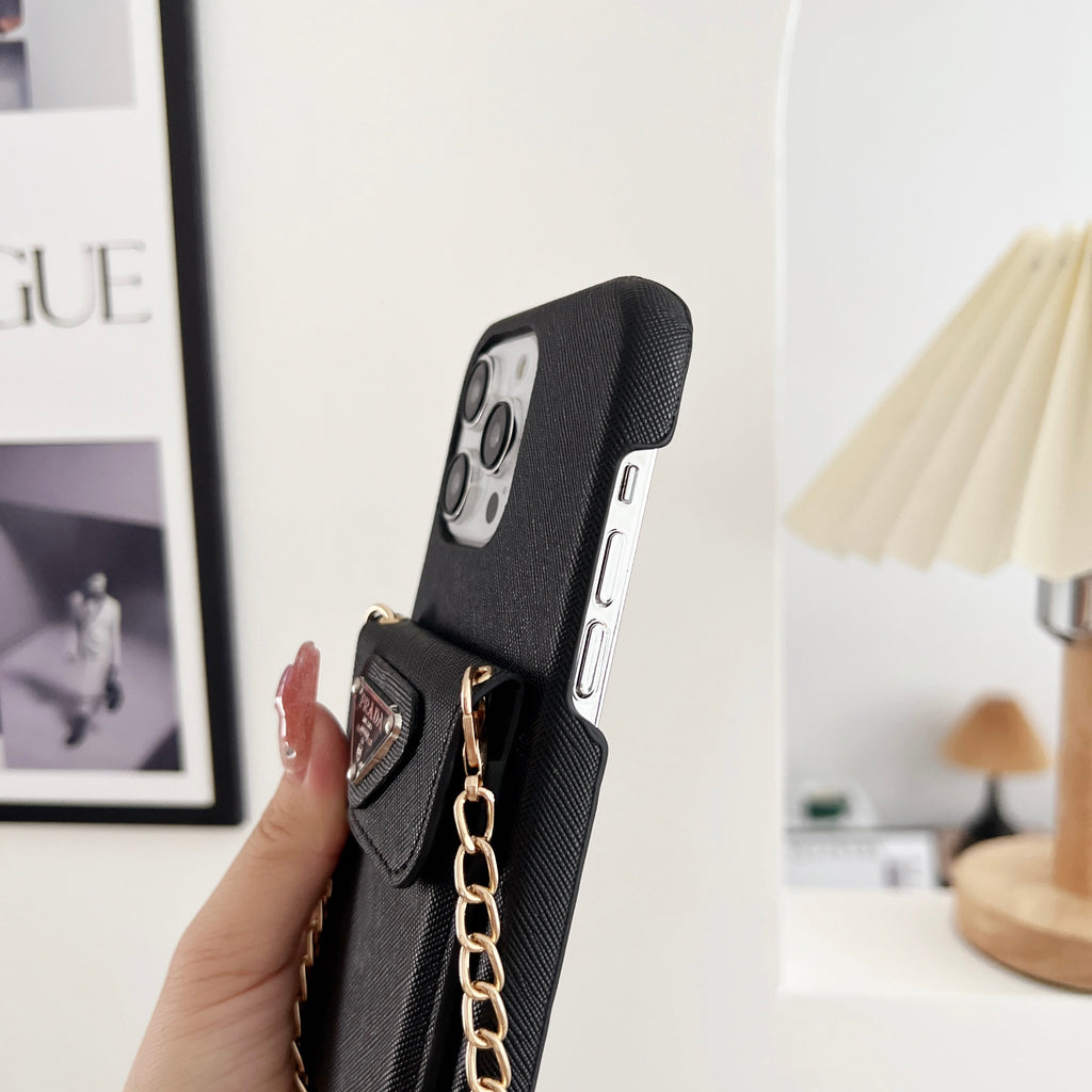 Prada-inspired leather iPhone case with card holder