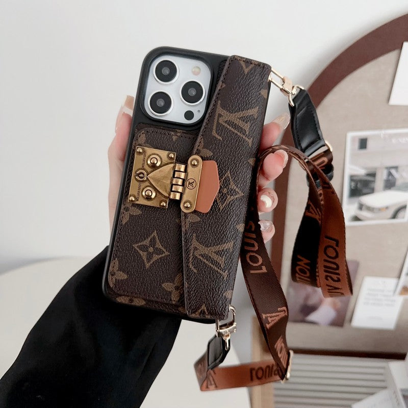 Lock card bag crossbody chain iPhone case