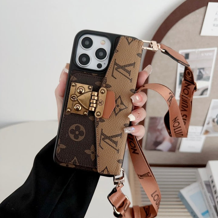 Lock card bag crossbody chain iPhone case
