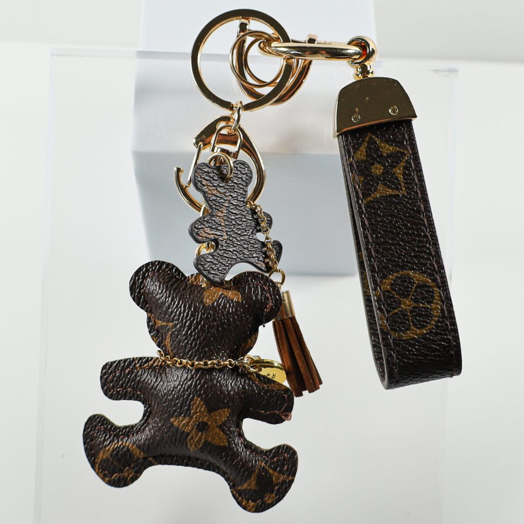 Louis Vuitton-inspired bear key chain bag charm accessory