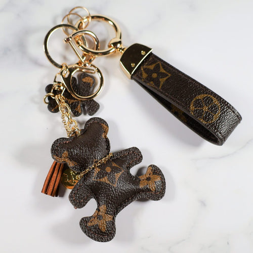 Louis Vuitton-inspired bear key chain bag charm accessory