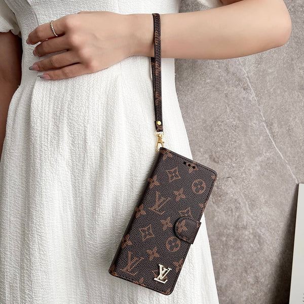 Louis Vuitton-inspired monogram flip wallet case for iPhone