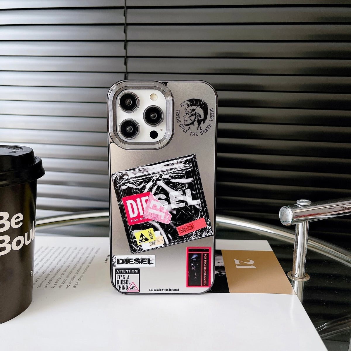 Diesel-inspired graphic label iPhone case