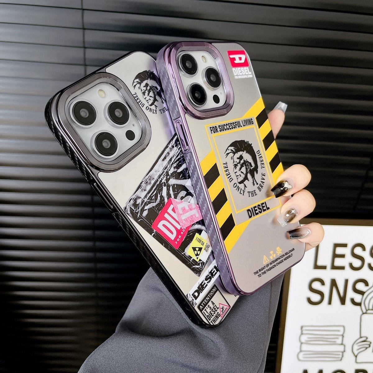 Diesel-inspired graphic label iPhone case