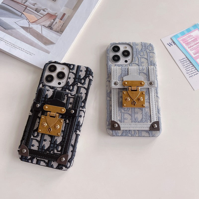 Dior-inspired card bag fabric iPhone case