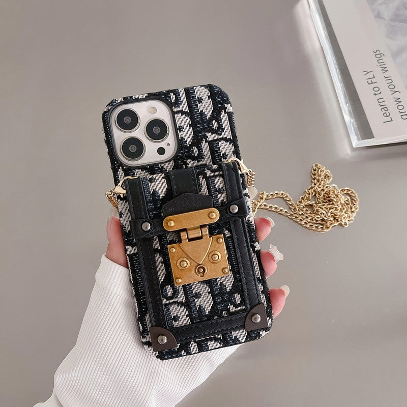 Dior-inspired card bag fabric iPhone case