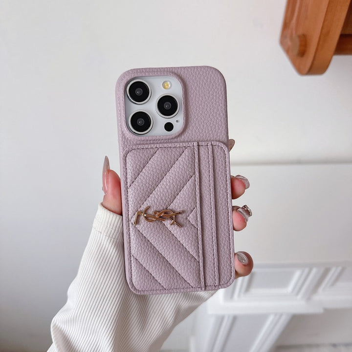 Leather iPhone case with bag-style pocket