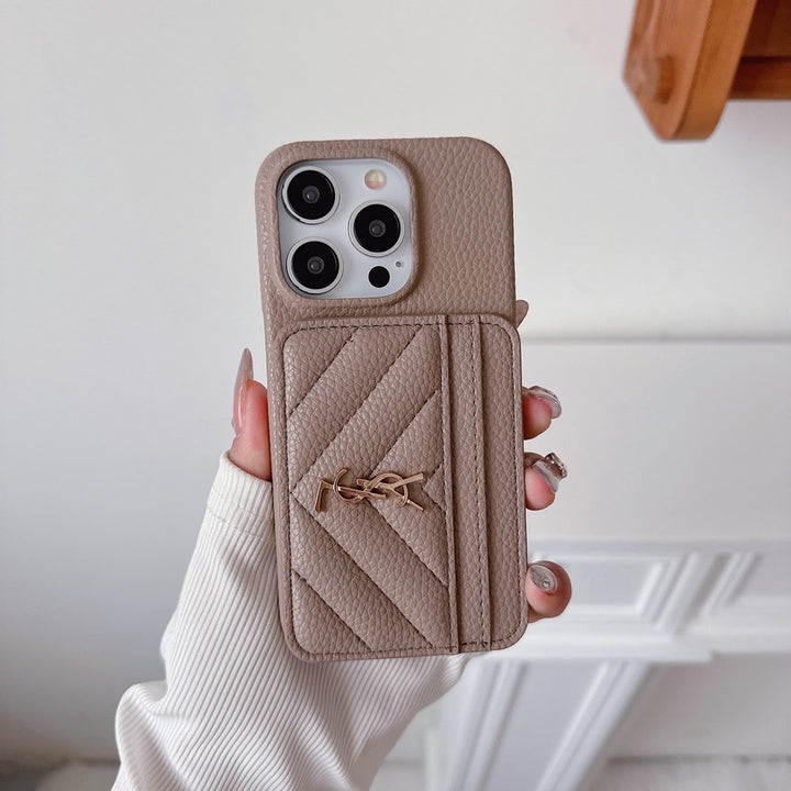 Leather iPhone case with bag-style pocket