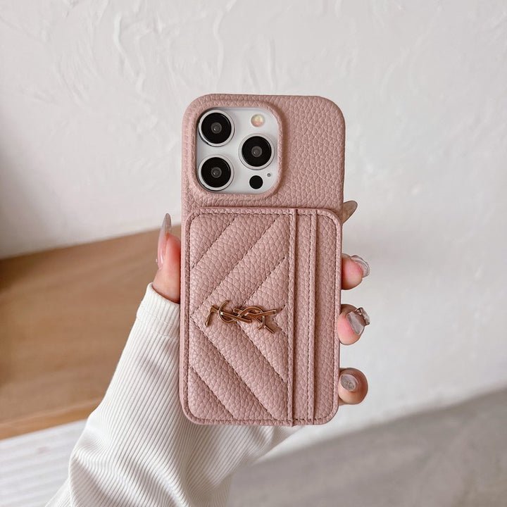 Leather iPhone case with bag-style pocket