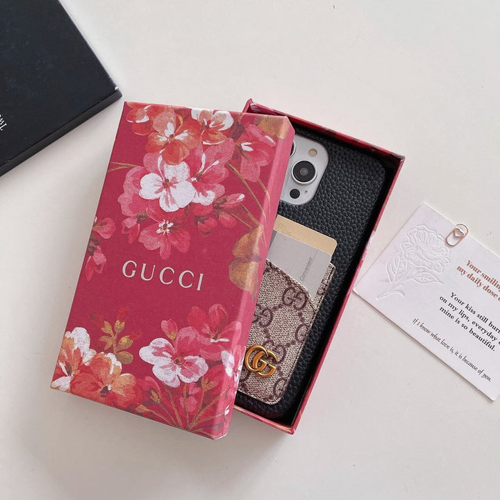 Gucci-inspired monogram iPhone case with back card pocket