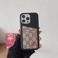 Gucci-inspired monogram iPhone case with back card pocket
