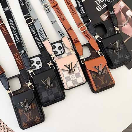 Louis Vuitton-inspired iPhone case with strap and card holder