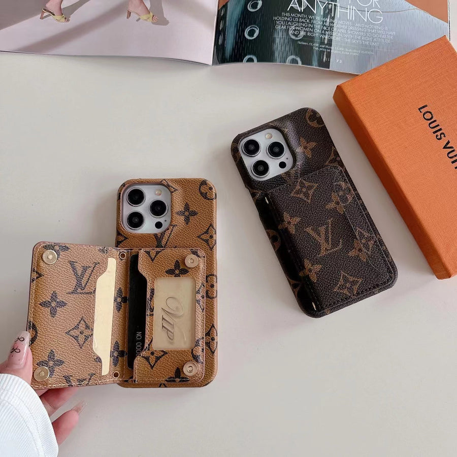 Louis Vuitton-inspired monogram iPhone case with card holder