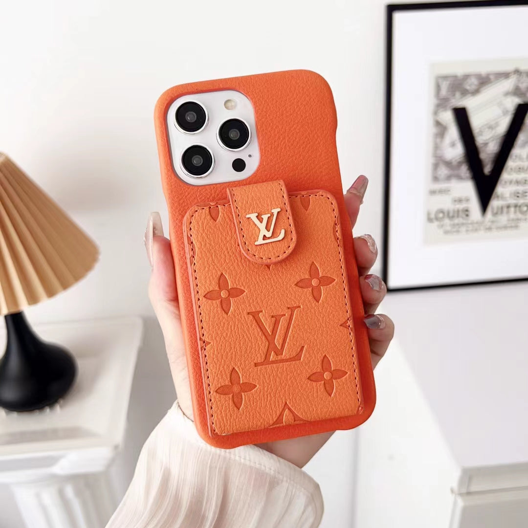 Louis Vuitton-inspired embossed iPhone 16 Pro case with metal detail