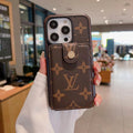 Louis Vuitton-inspired iPhone case with card holder, brown