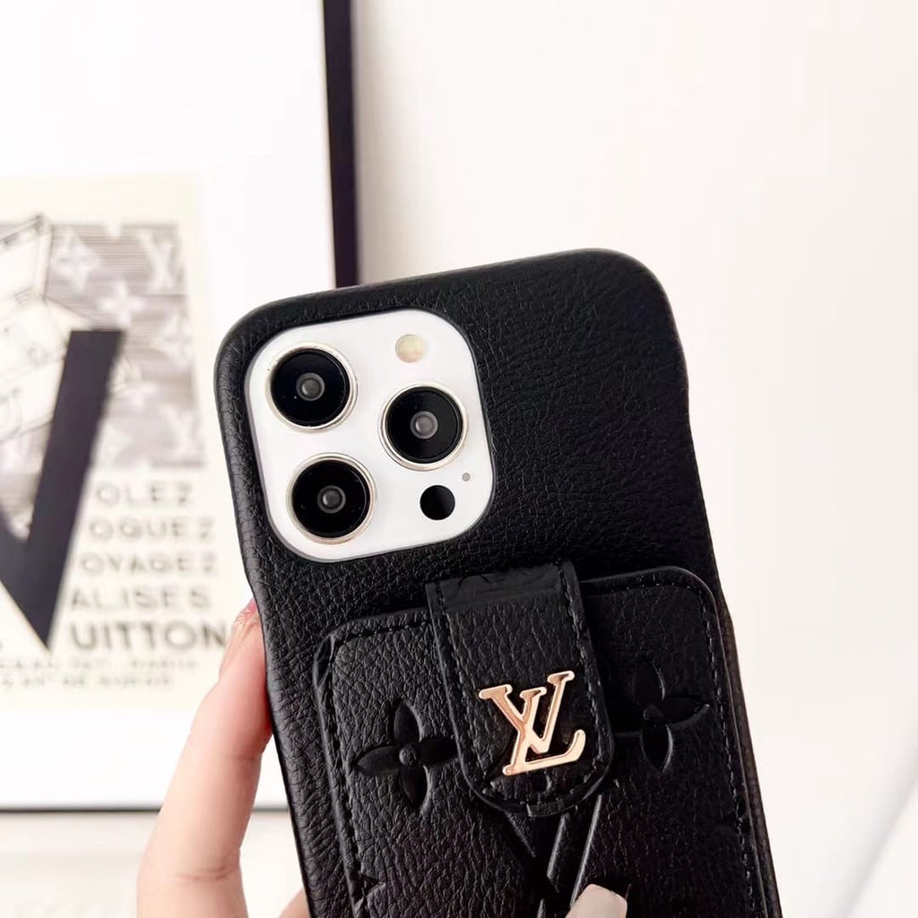 Louis Vuitton-inspired embossed iPhone 16 Pro case with metal detail
