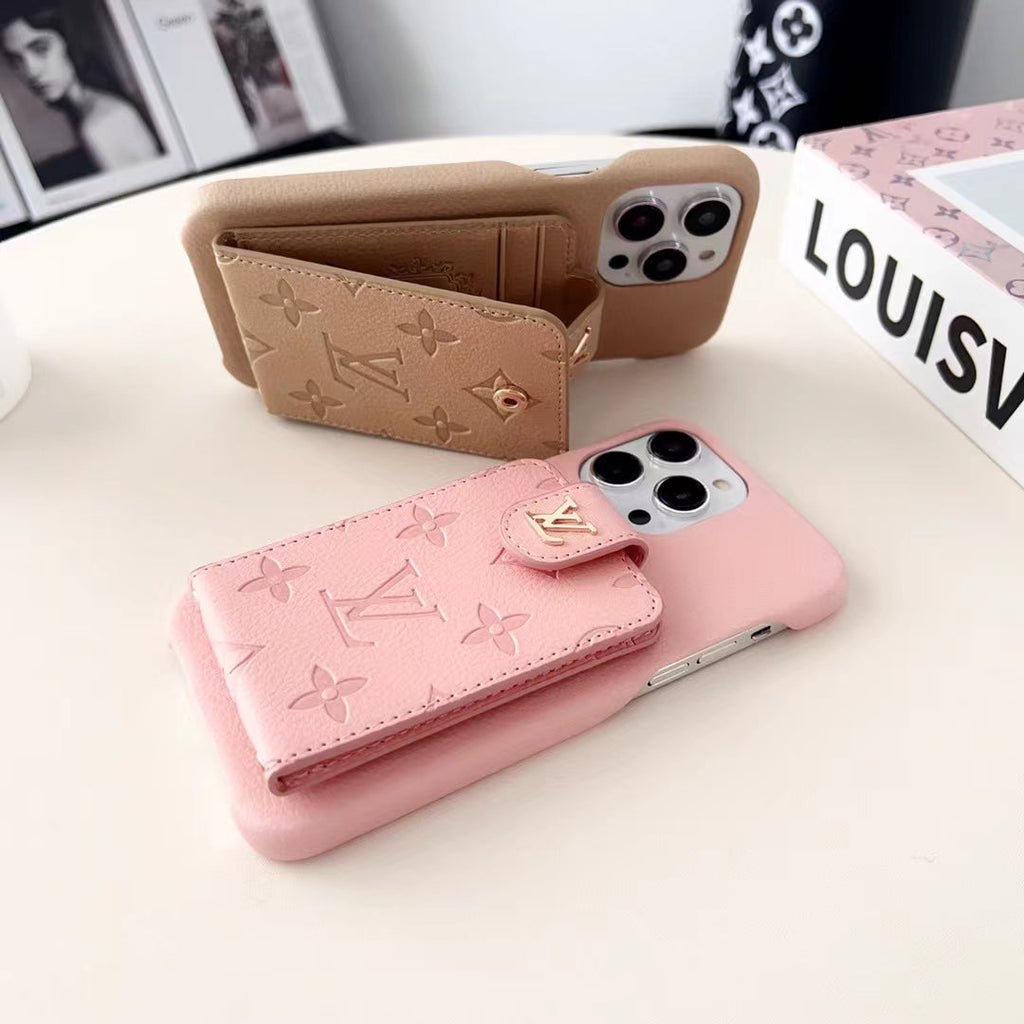 Louis Vuitton-inspired embossed iPhone 16 Pro case with metal detail