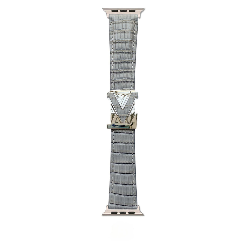 Louis Vuitton-inspired Apple Watch band with metal emblem