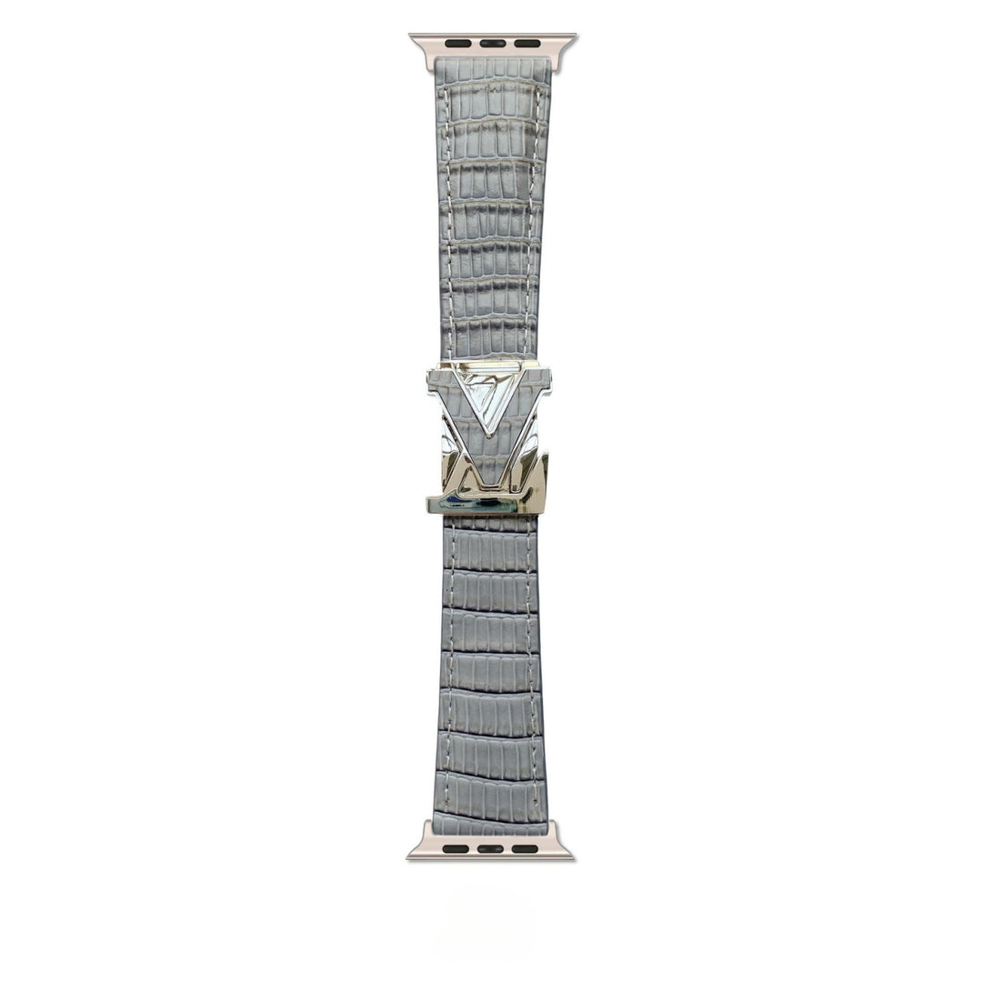 Louis Vuitton-inspired Apple Watch band with metal emblem
