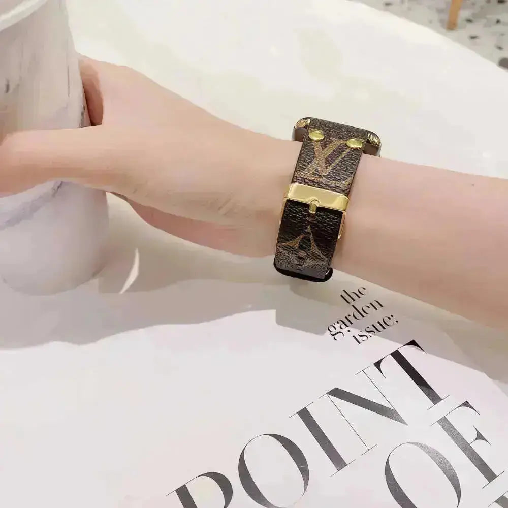 Louis Vuitton-inspired Apple Watch band monogram with gold