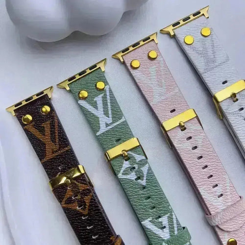 Louis Vuitton-inspired Apple Watch band monogram with gold