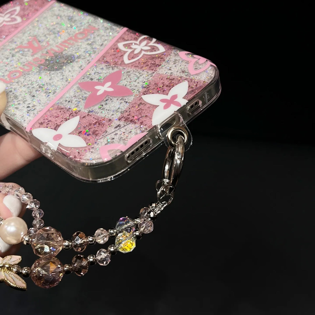 Louis Vuitton-inspired pink monogram iPhone 16 case