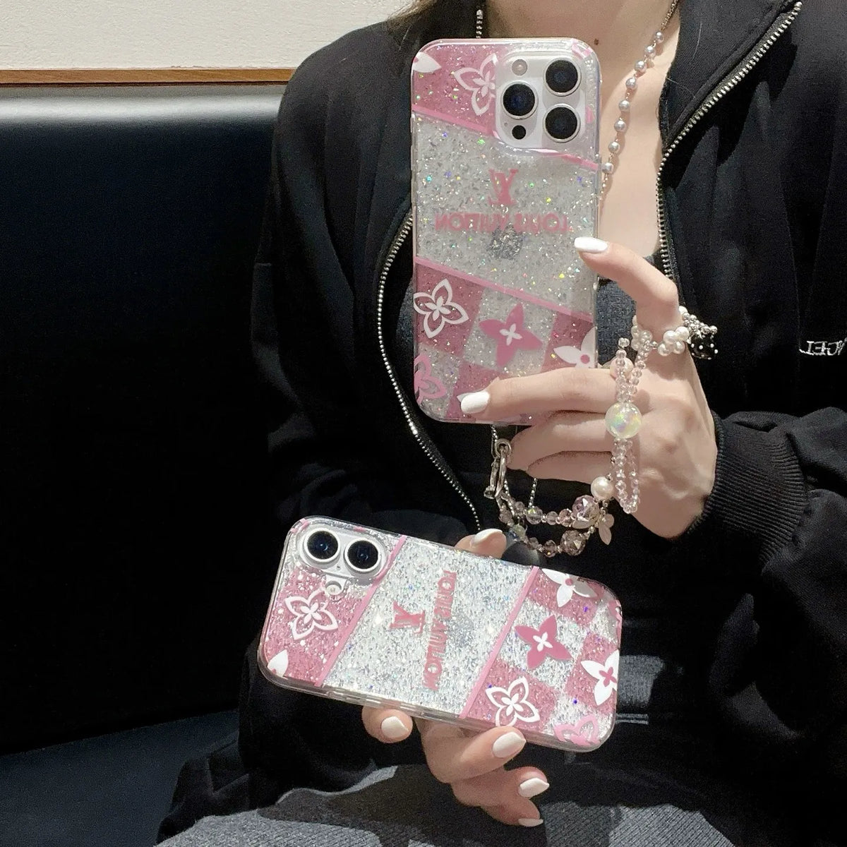 Louis Vuitton-inspired pink monogram iPhone 16 case